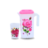 Flower Dura Water Set  (1 Jug & 6 Glasses)- Square